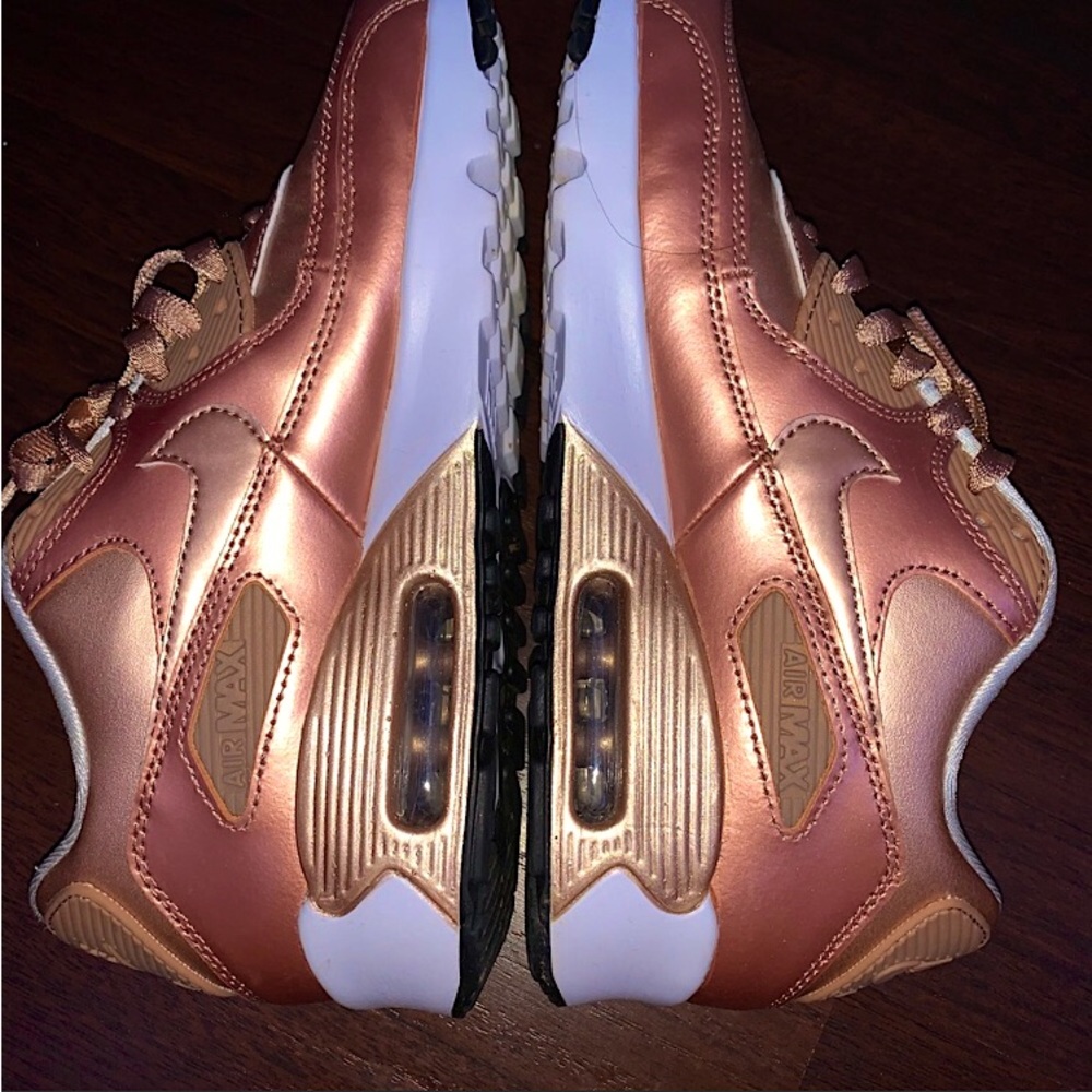 Nike Women's Air Max Sneakers in Metallic Rose Gold and White